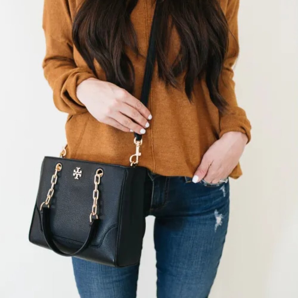 Tory Burch Carter Small Tote Black - Picture 7 of 9